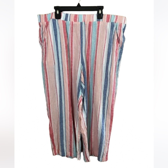 croft & barrow Pants - Croft & Barrow Pastel Striped Linen Rayon XL Pants Casual Summer Comfy Occasion